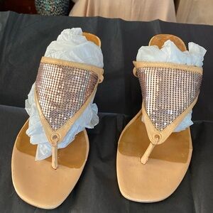 Shine gold pink peach heels! Lovely